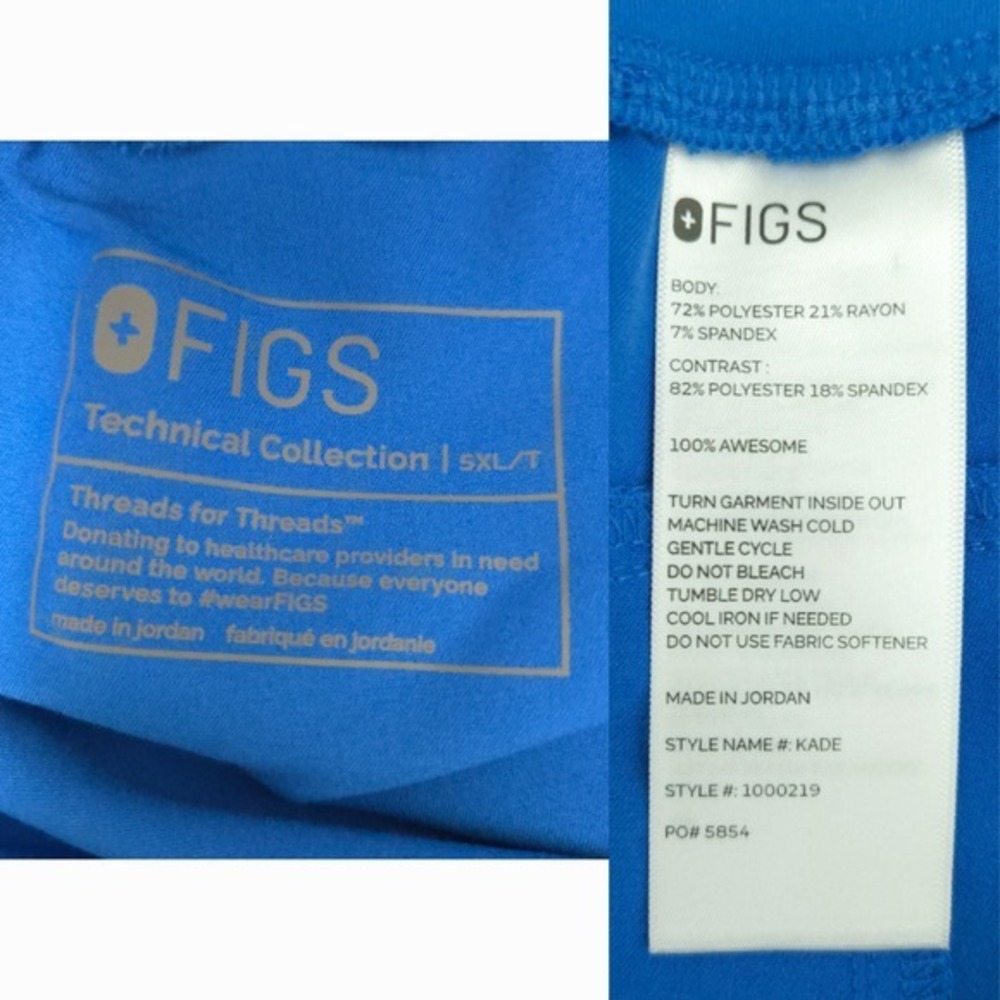 Figs Royal Blue Kade Cargo Scrub Pants-‎ Plus Size Tall 5XLT - Picture 9 of 9
